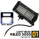 7 Inch 144W 48Led Work Light Bar Spot Beam Driving Fog Lamp Off-Road Tracto