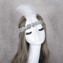 Sequin White Feather Elastic Headband Jewelry Accessory Fancy Costume