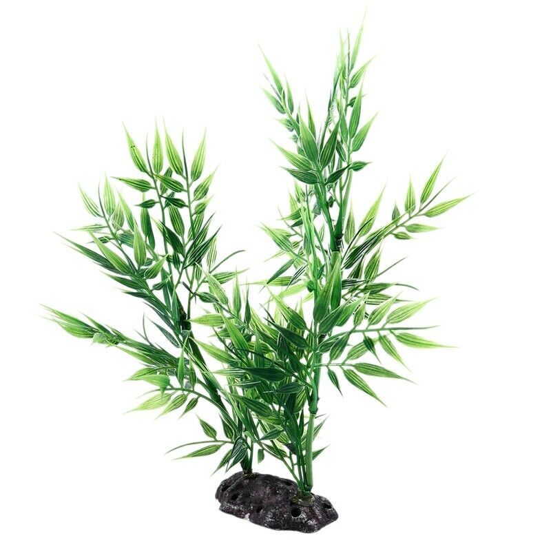 Green Bamboo Leaves Shaped Decorative Artificial Grass for Aquarium Fish Ta T5A5
