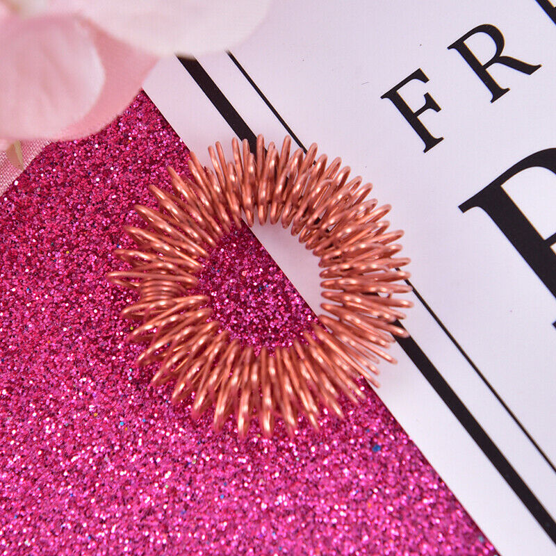 5pcs Copper Color Finger Massage Ring Acupuncture Ring Body Relax Hand Massa BX