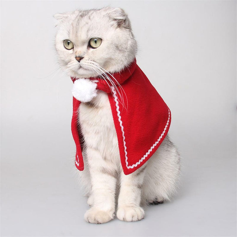 Pet Dog Cat Red Christmas Cloak Cape Xmas Halloween Holiday Costume Dress_S