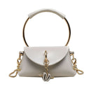 Metal Ring Handle Women Handbag Mini Cute Tote Bag Chain Rivet Shoulder Bag W3M8