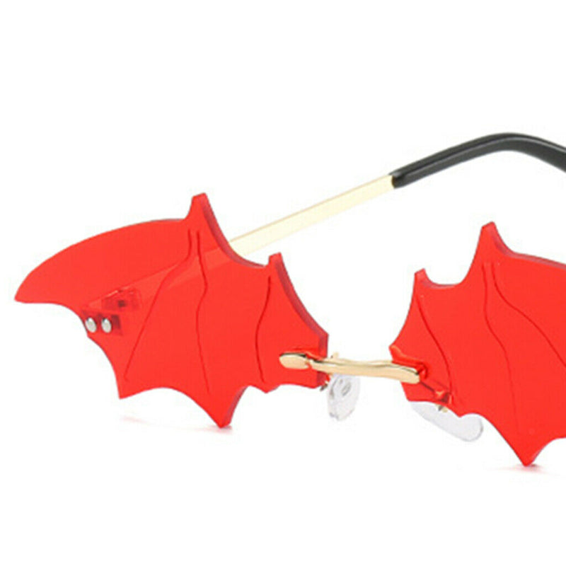 3Pcs Chic Bat Shaped Rimless Sunglasses UV400 Designer Sun Glasses Halloween