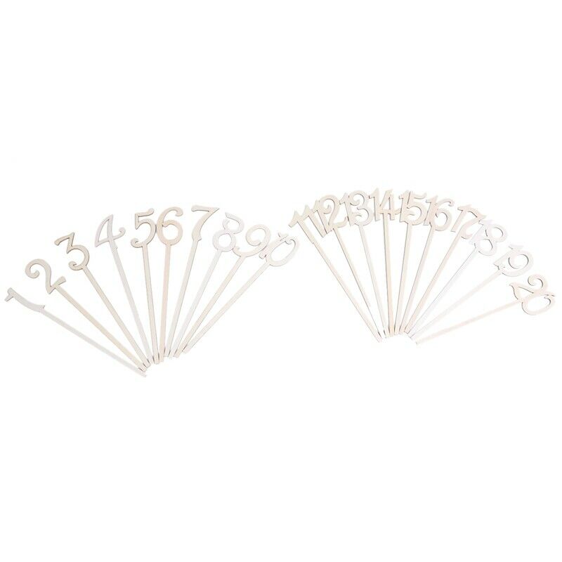 1 to 20 Wooden Table Numbers with Holder Base for Wedding Party Decoration