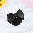 Black Bowknot Decor Snood Net Barrette Hair Clip Bun Cover M3X2