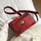 Serpentine Women Shoulder Bag Leather Flap Square Crossbody Handbags (Red)