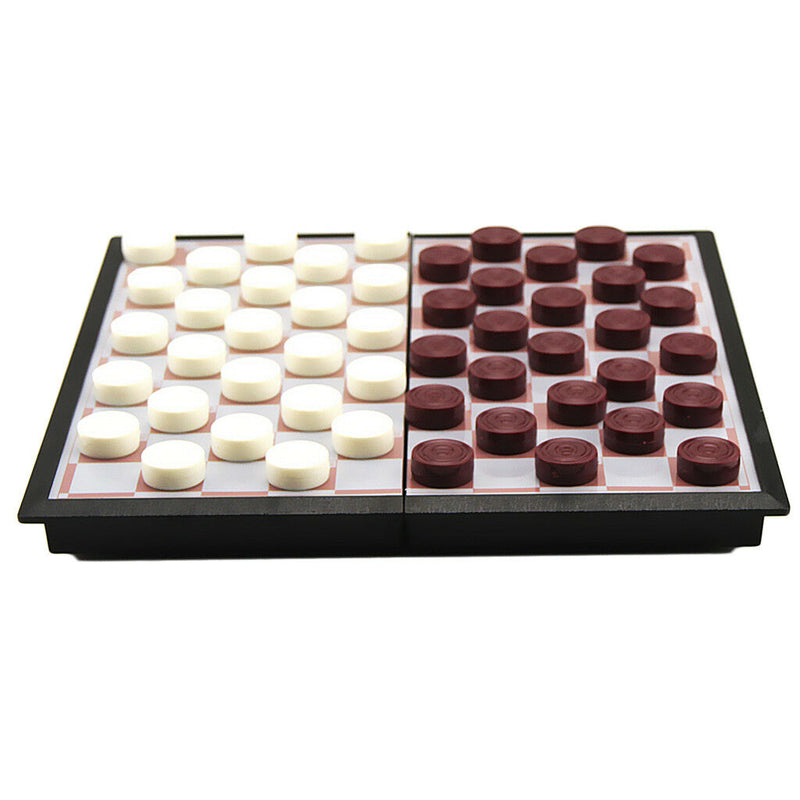 50 PCS Magnetic Checkers Draughts Folding Chessboard Travel Game Educational