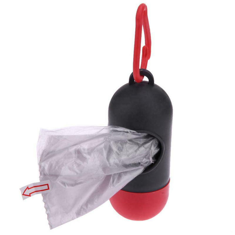 Pet Dog Garbage Clean up Bags Holder Dispenser + Poop Bags Set(Gray+Red)