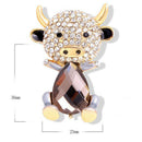 Fashion Enamel Cow Cartoon Crystal Brooch Pins Collar Badge Causal Party JeSEAU