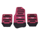 3 Pcs Black Red Metal Plastic Nonslip Pedal Cover Set for Car