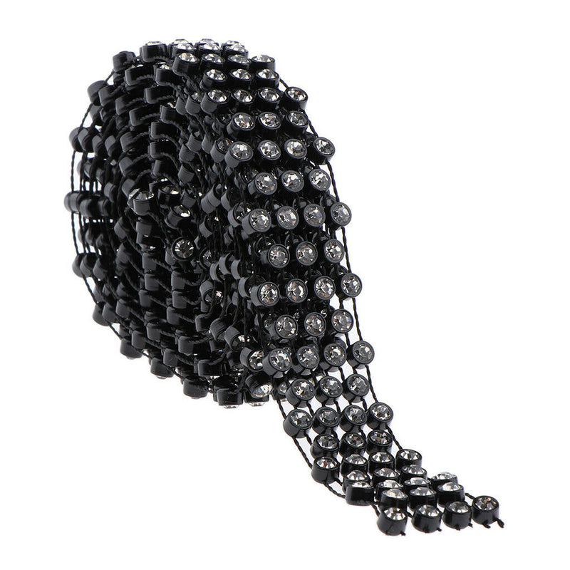 1 yd Black Rhinestone Beaded Ribbon Chain Trim Embellishment DIY Crafts 17mm