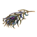 Diamond-boarded  Alloy Crystal Peacock Feathers Brooch 63*107mm A