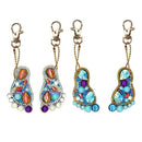 4pcs DIY Diamond Keychain Special Shaped Full Drill Feet Painting Keyring
