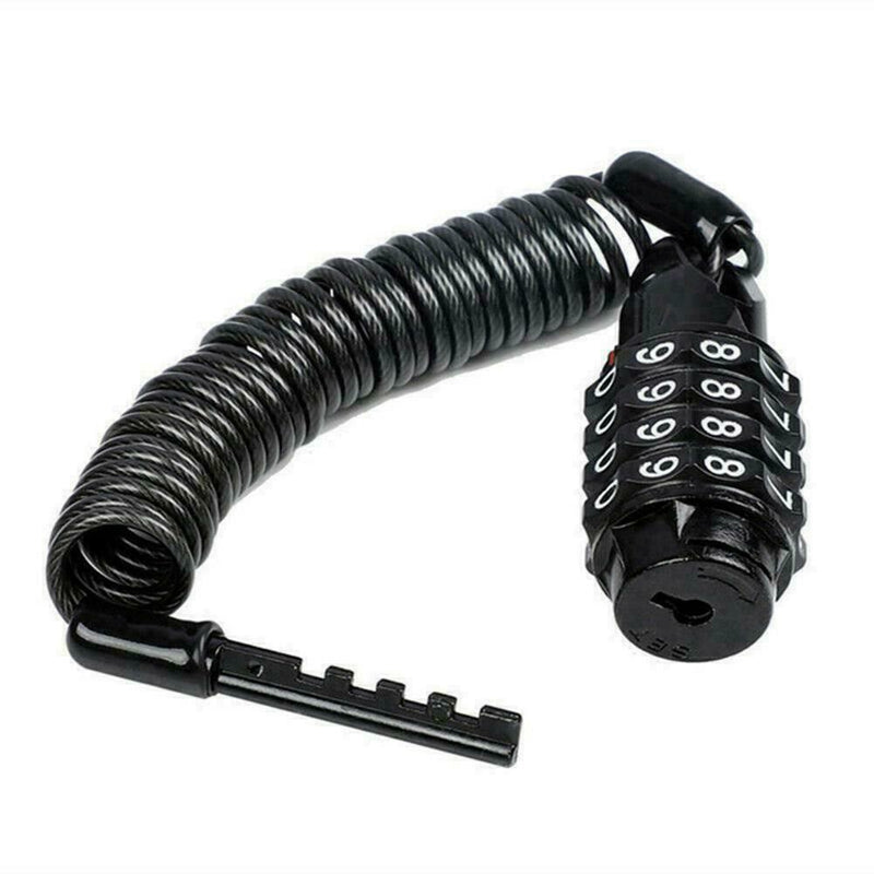 1*Motorcycle Helmet Lock Cable Black Tough Combination Anti-theft Password R6T0