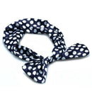 Lady Hair Head Band Wrap Scarf Headband Navy Blue Polka Dots Hot