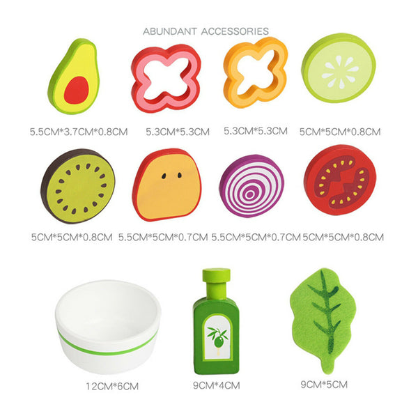 Children's Simulation Fruit and Vegetable ,Garden Salad Wood Play ,Kitchen Play