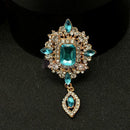 Fashion Blue Rhinestone Crystal Tear Drop Brooch Wedding Party Jewelry