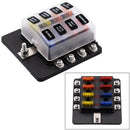 8 Way Blade Fuse Block Box Holder LED Light 12-32V Circuit Caravan Truck Car
