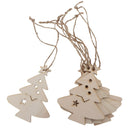 6pcs Mini Wooden Christmas Tree Pendants with Jute Rope Xmas Hanging Decor