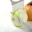 Stainless Steel Onion Cutter Kitchen Fruit Gadget Slicing Holder (White)