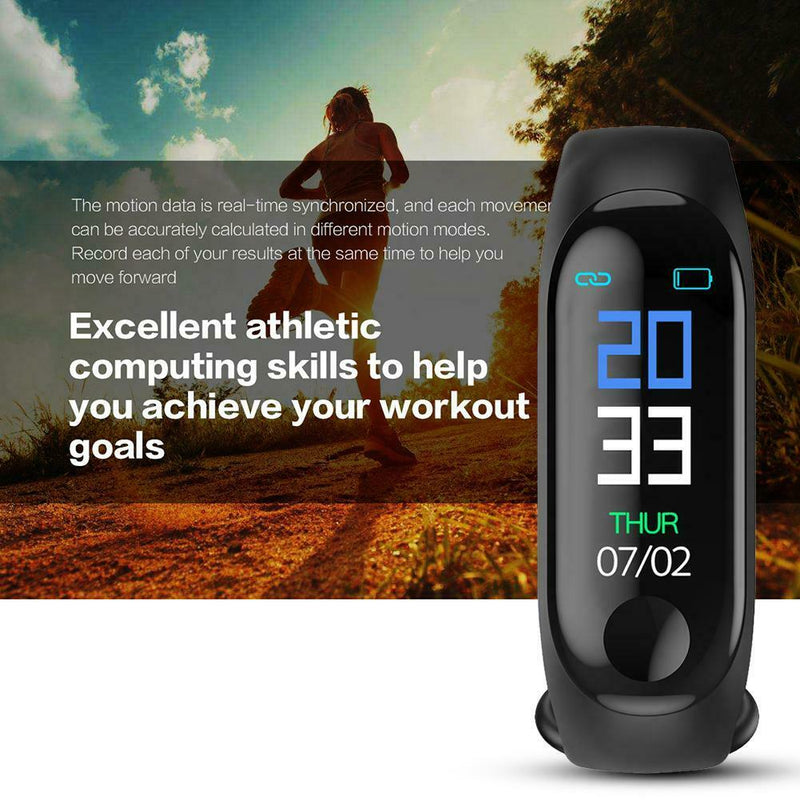M3 Blood Pressure Oxygen Heart Rate IP67 Waterproof Smart Bracelet (Black)