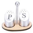 Stainless Steel Salt and Pepper Shaker Spice Container Set with Stand Tray