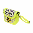 Mini Owl Print Pattern Courier Bag Schoolbag PU Leather Case Wallet, Fluore