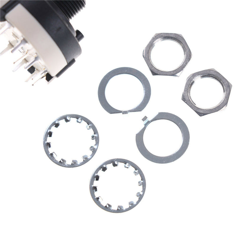 2x 1 Pole 12 Position Panel PCB Wiring Rotary Switch 18 Teeth Shaft Adjustabl Ew