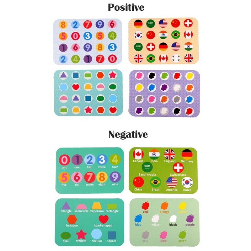 Kids English Wooden Memory Match Animal Number Flag Game Children Early Edu H3N2