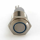 Self-locking 16 mm Blue LED Light 12V 3A Angel Eye Metal Switches
