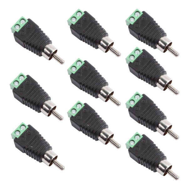 10Set RCA Connectors Male Plug to AV Screw Terminals Video AV Balun Adapter