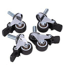 4Pcs Mini Small Casters 1 Inch M8X15Mm Tpe Silent Wheels With Brake Univers