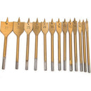 13 Pcs Flat Spade Drill Bits Set Titanium Coating Wood Boring Bit 1/4 inch