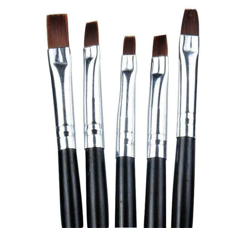 Nail Art Painting Acrylic UV Gel Salon Pen Flat Brush PCS Dotting Kit 5 Set J6R3