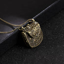 Women LadiesVintage Unique Bag Shape Carved Locket Pendant Long Chain Necklace