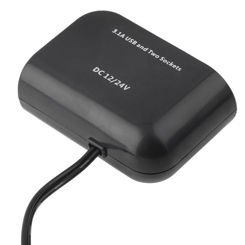 1*2 Way Car Cigarette Lighter Socket Splitter 12V Dual USB Charger Power-Adapter