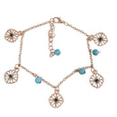 Boho Rhinestone Flower Beads Turquoise Foot Chain Anklet