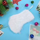 Christmas Stocking White Fluffy Plush Socks Candy Gift Bag Xmas Tree Decor