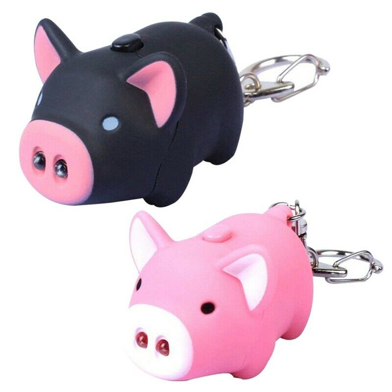 Cute Pig Keyring Keychain LED Light Touching with Sound Car Bag Pendant Cha P3L2