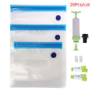20Pcs/set Bag Kits Reusable Food Storage Vacuum Seal Bags With Hand Pump Ba Nw