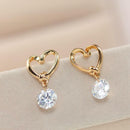 1Pair Women Eardrop Fashion Heart Shaped Zircon Earrings Crystal Stud Beauty