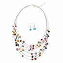 Gorgeous Beaded Multi Strand Necklace and Drop/Dangle Earring Set-Multicolo