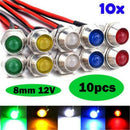 12V 8mm Car Boat LED Indicator Light Pilot Dash Dashboard Panel Warning Lamp