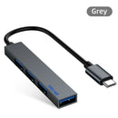 Type-C To 4 USB Hub Expander Ultra-Thin Portable 4 Ports Splitter PC Computer