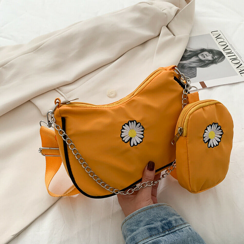 Daisy Underarm Shoulder Bag Multi-function Women Messenger Handbag (Yellow)