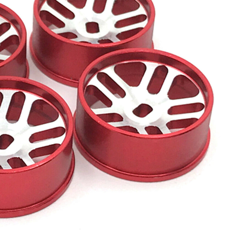 4Pcs Metal Wheel Rim Set Fit for WLTOYS K969 K979 K989 1/128 RC Car Red