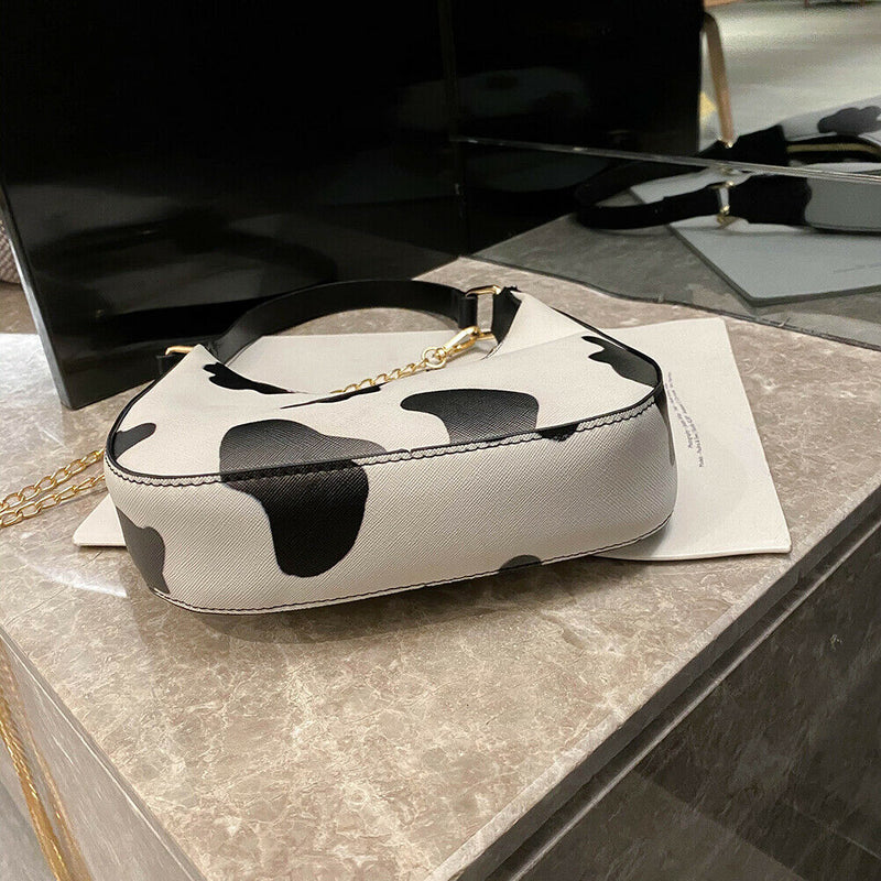 Fashion Cow Dots Shoulder Bag Women Leather Chain Hobos Totes Handbag (L)