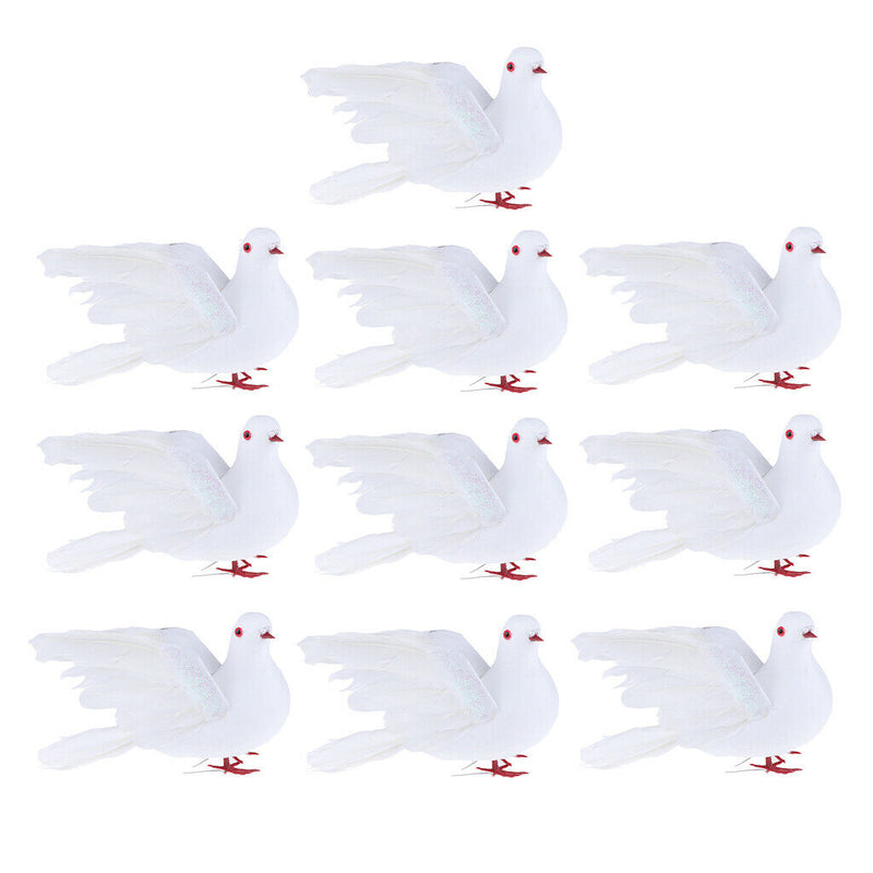 10 Packs of Realistic Feathered Pigeon Doves Animal Birds Ornament Decoration