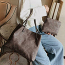 2pcs/set Women Clutch Large Handbag Shoulder Messenger Bags (Dark Brown)