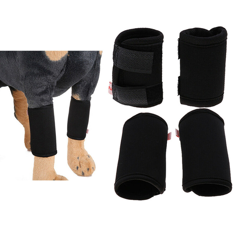 4x Knee Brace For Dog Hock Protector Dog Surgical Injury Feet Cover Black